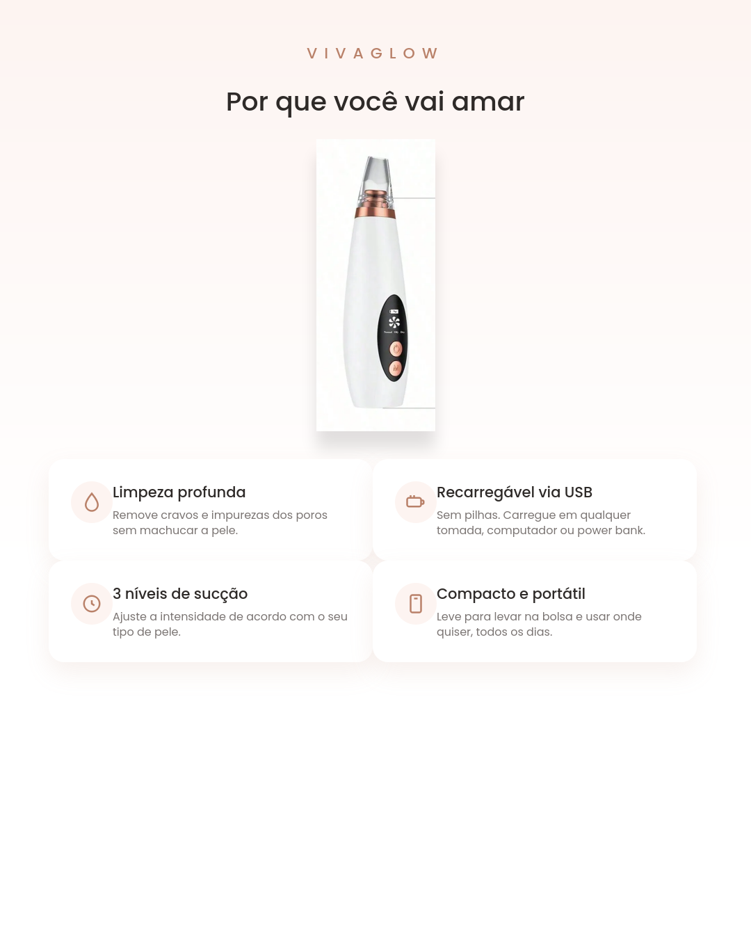 Removedor de Cravos a Vácuo Elétrico — Limpeza de Poros Recarregável USB