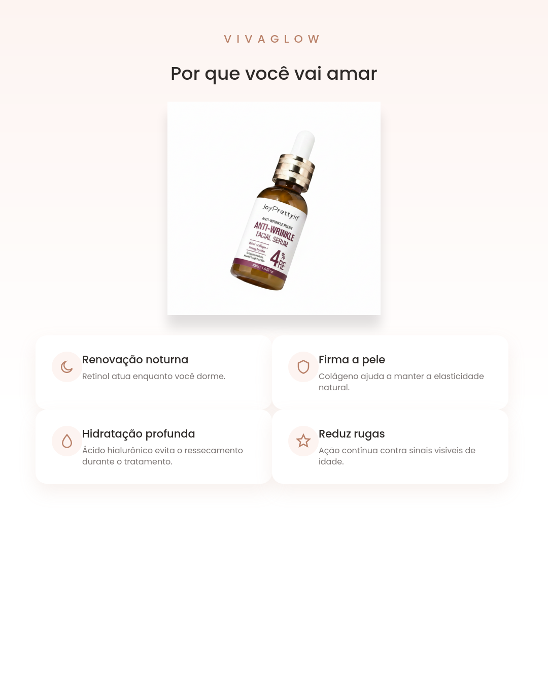Sérum Retinol Antiaging com Colágeno e Ácido Hialurônico — Reduza Rugas