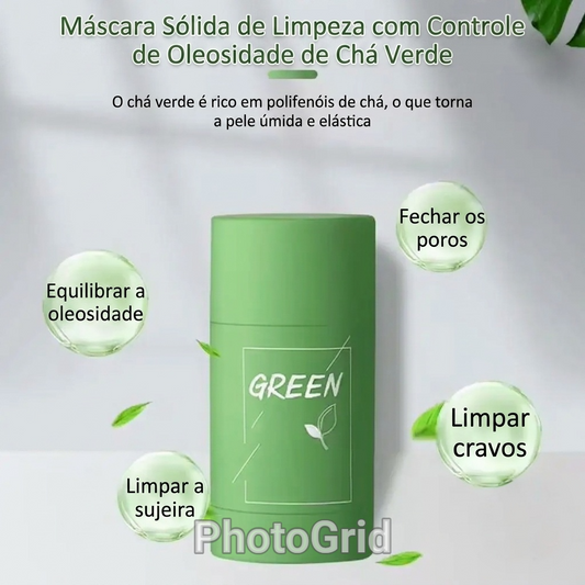 Bastão de Argila Verde com Chá Verde — Poros Limpos e Pele Sem Oleosidade
