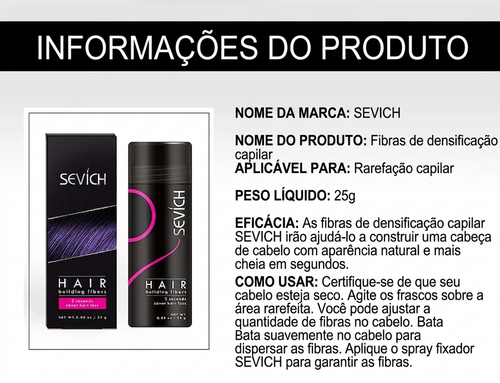 Pó de Fibras Capilares Sevich