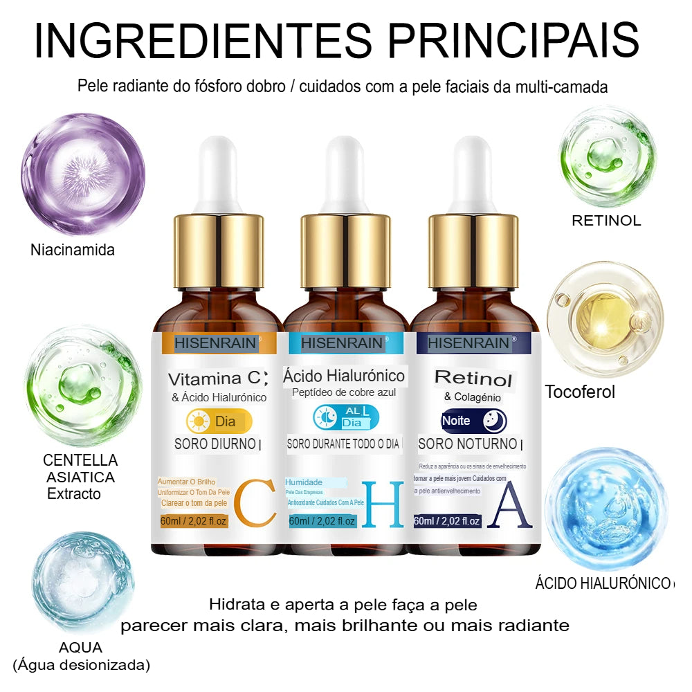 ✨ Combo Rejuvenescedor HISENRAIN – Vitamina C + Retinol + Ácido Hialurônico